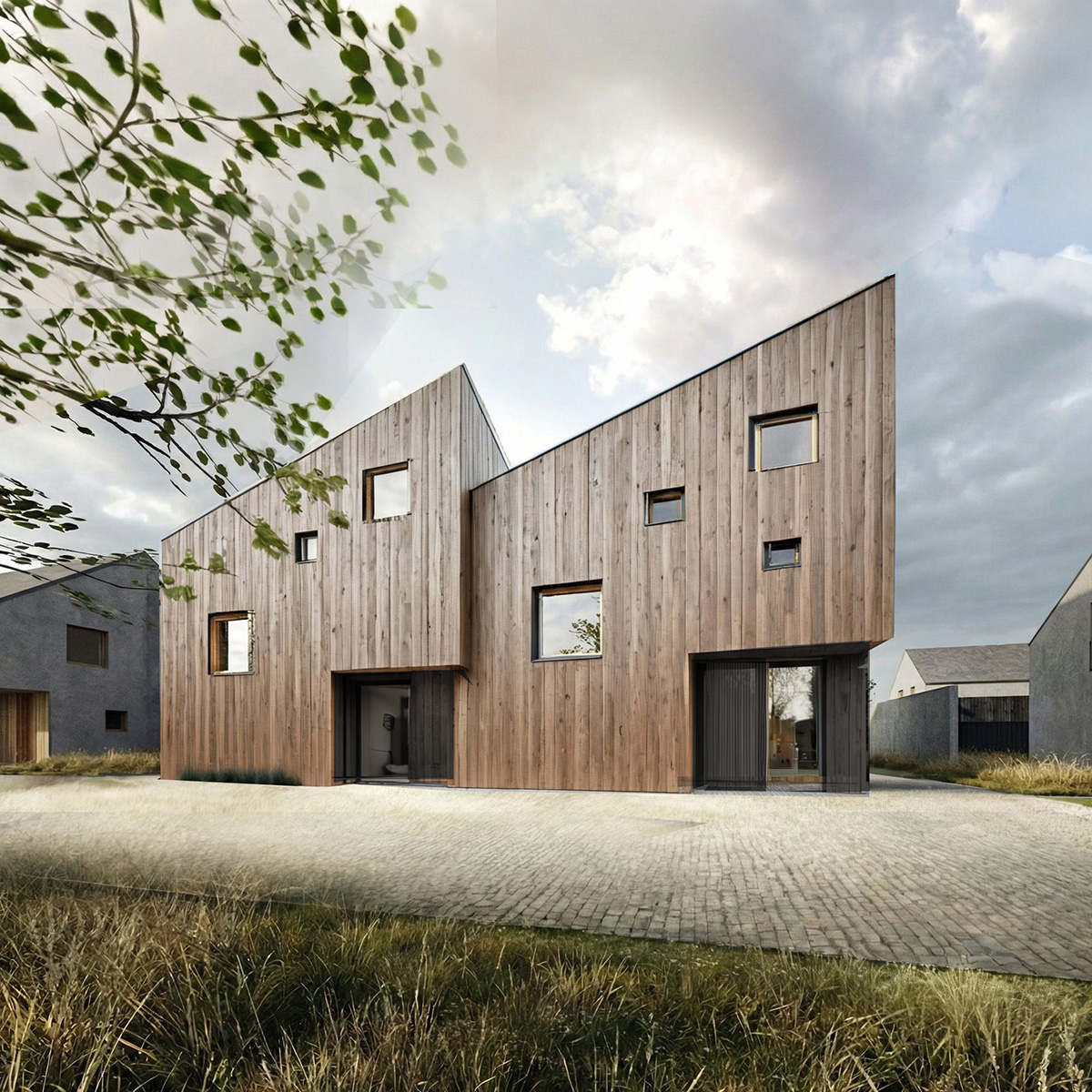 Intenzivní zástavba nedaleko Plzně - dvojdům