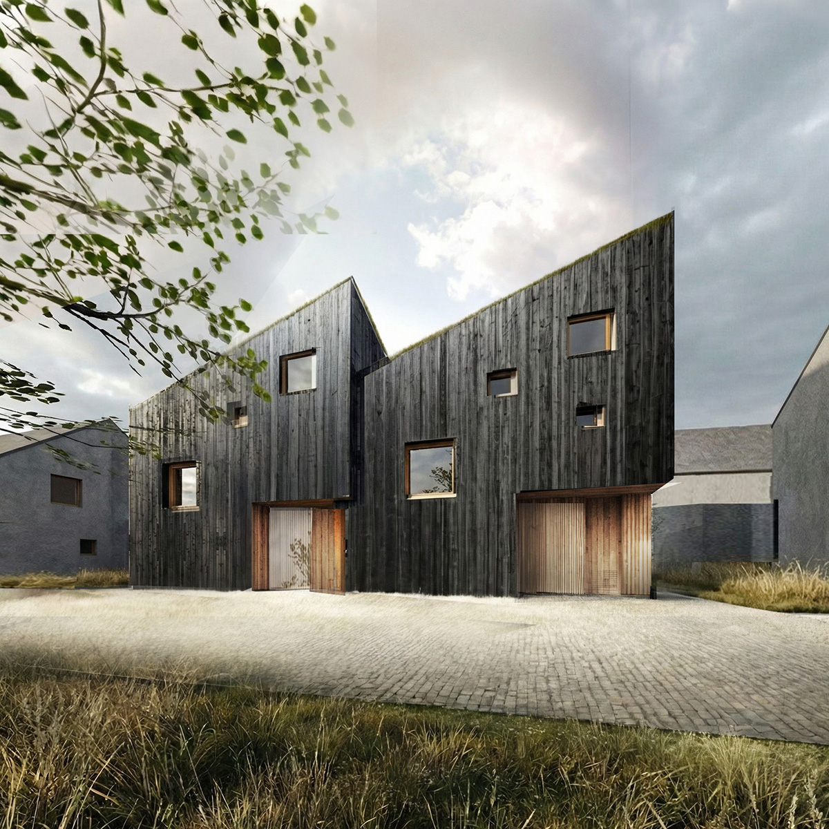 Intenzivní zástavba nedaleko Plzně - dvojdům